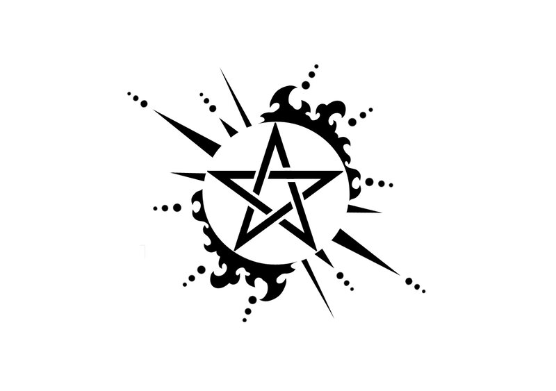 pentagram with flame design