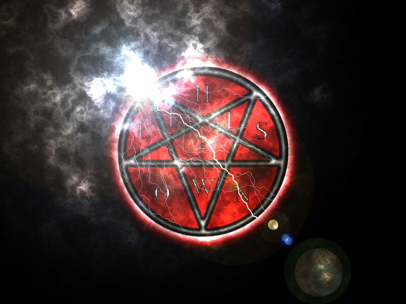 Pentagram with Lightning — Red