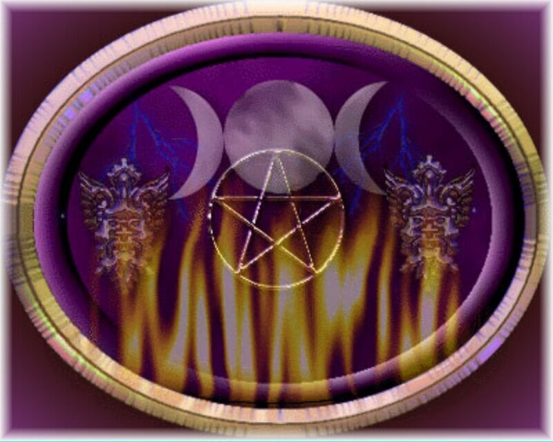 Pentagram with moon phases