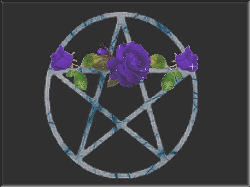 pentagram with purple roses