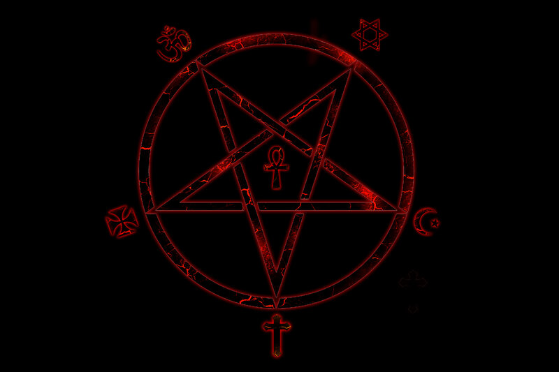 Pentagram with Symbols — Black