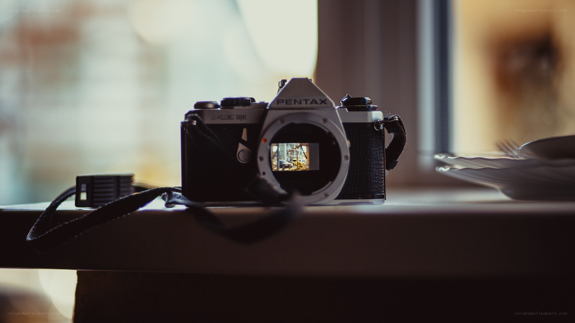 Pentax camera on a table