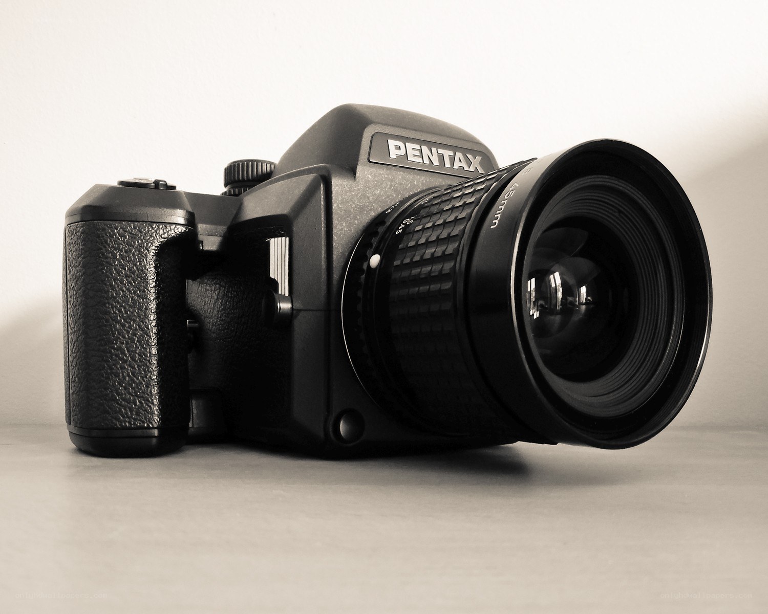 Pentax camera with lens