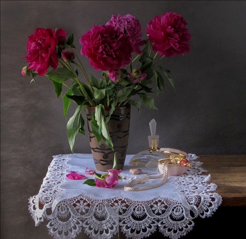 Peonies in a Vase — Pink, Serene, Photograph