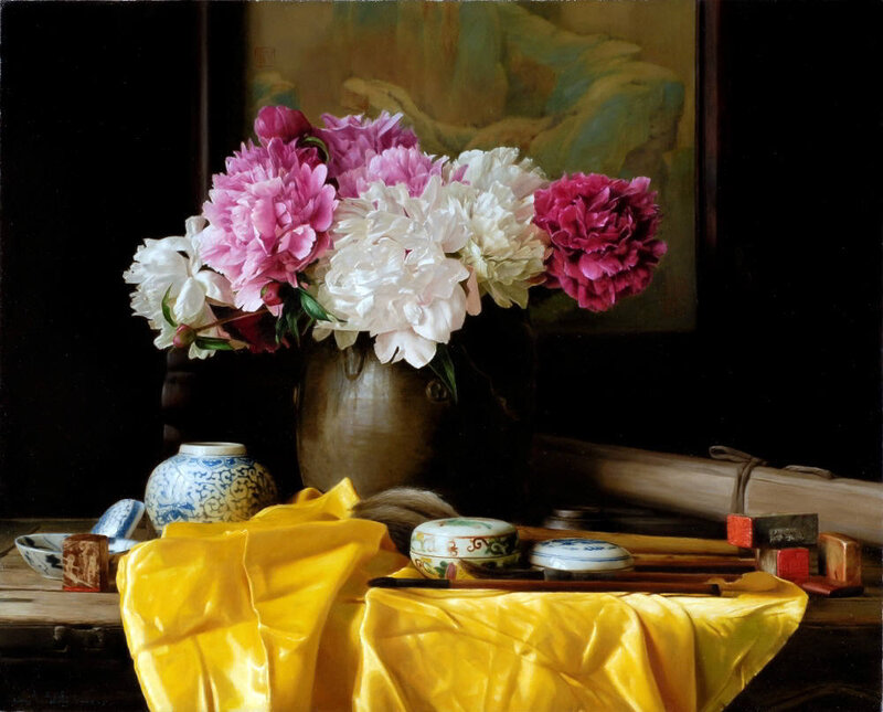 Peonies in a Vase — Yellow