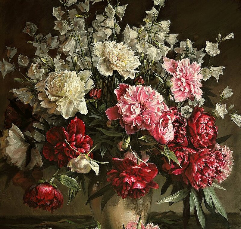 Peony and Bellflower Bouquet — Red