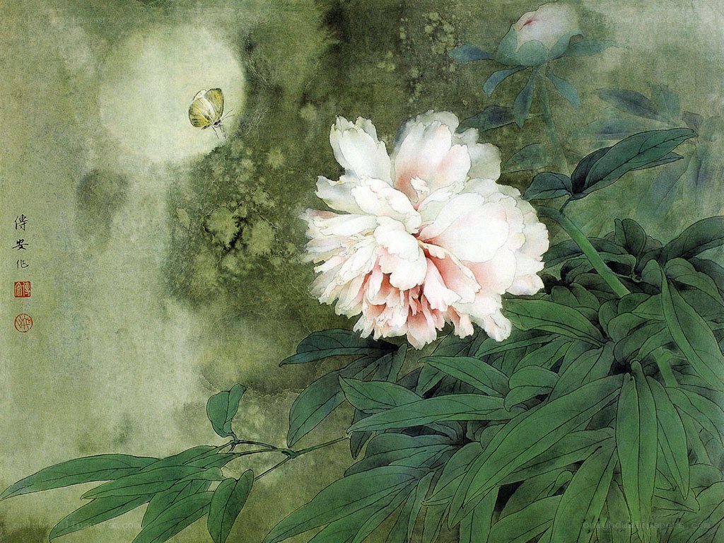 Peony and Butterfly Painting