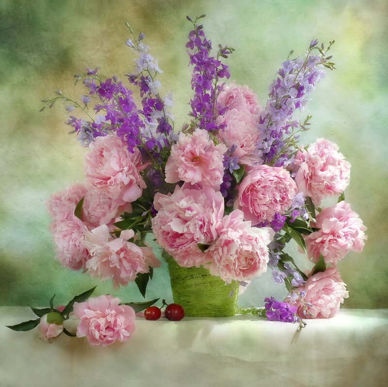 Peony and Delphinium Bouquet