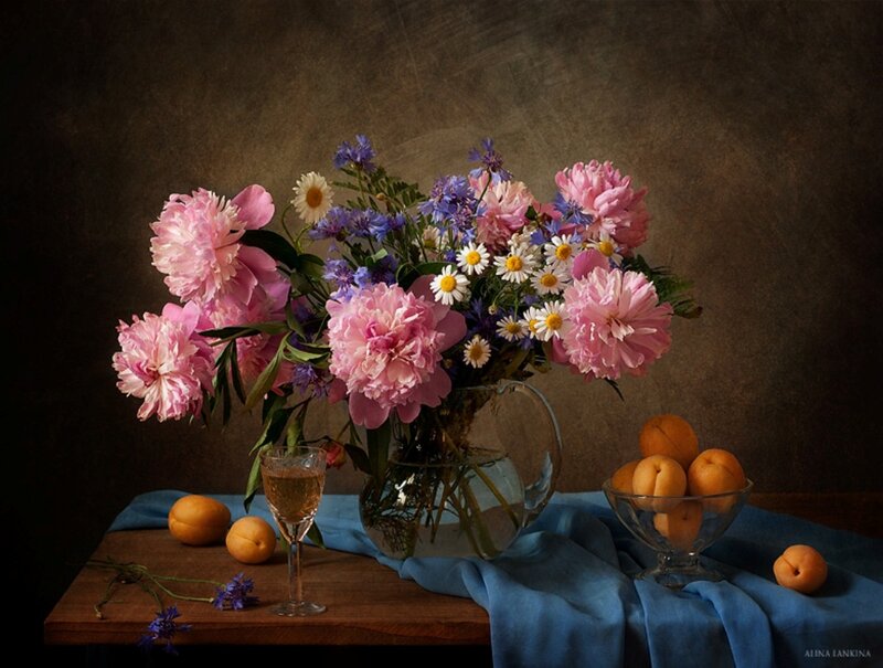 Peony and Fruit Still Life