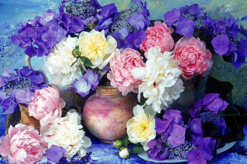 Peony and Hydrangea Bouquet — Purple