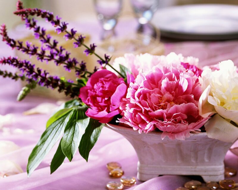 Peony and Lavender Arrangement