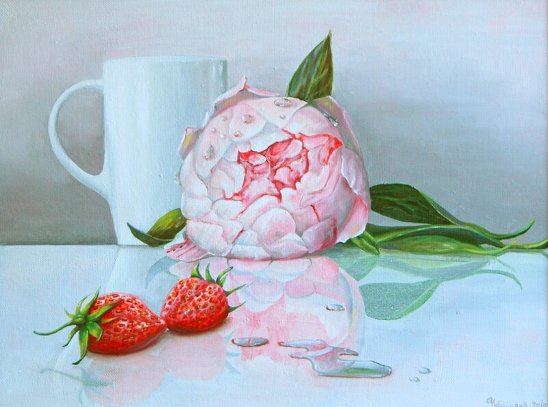 Peony and Strawberries