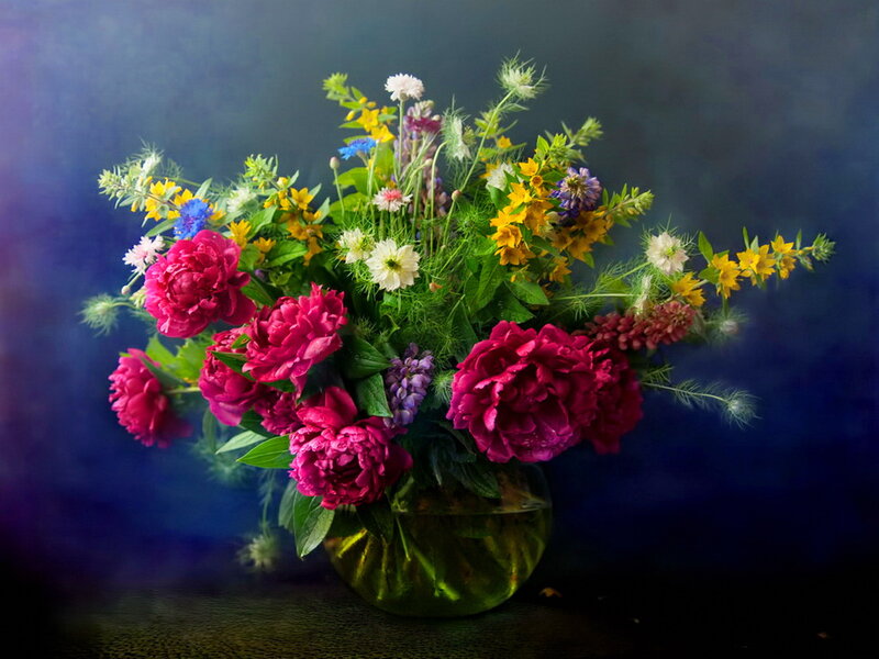 Peony and Wildflower Bouquet — Pink