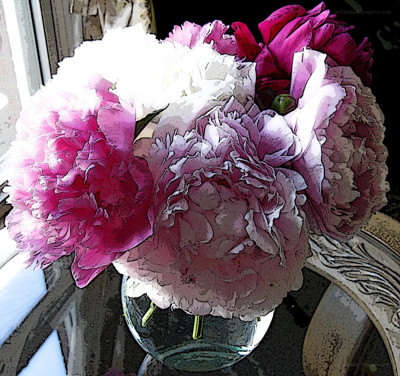 peony bouquet in vase