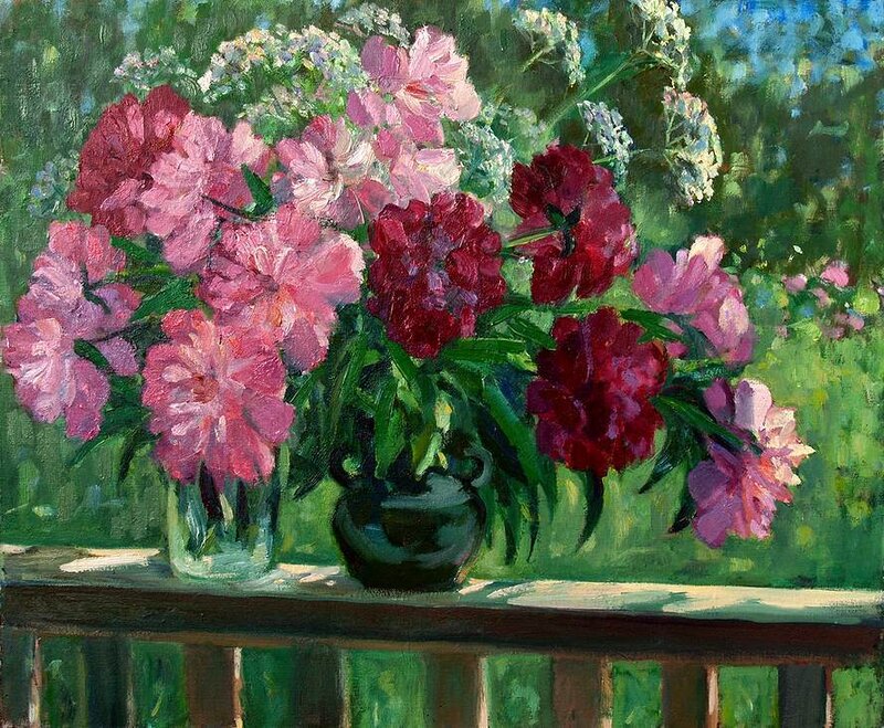 Peony Bouquet on Table — Pink