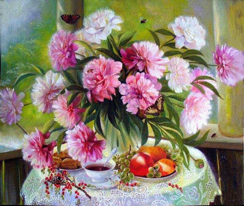 Peony Bouquet on Table