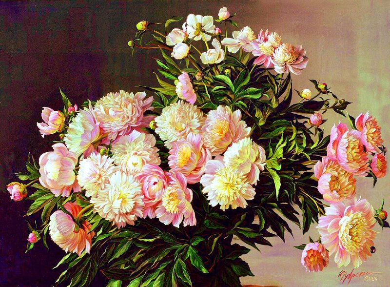 peony bouquet painting