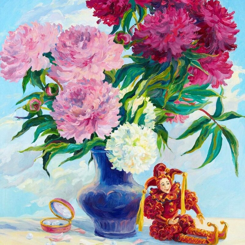 Peony Bouquet with Doll