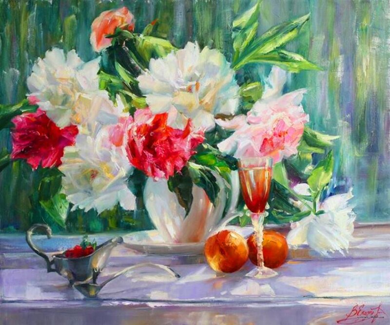 Peony Bouquet with Fruit — White, Serene