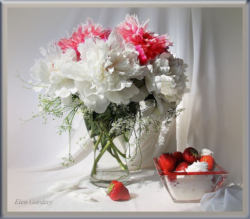 Peony Bouquet with Strawberries
