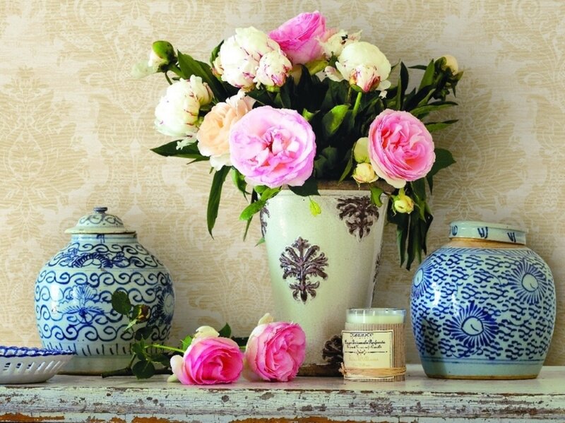 Peony Flowers in Vase — Pink, Serene, Photograph, Vases