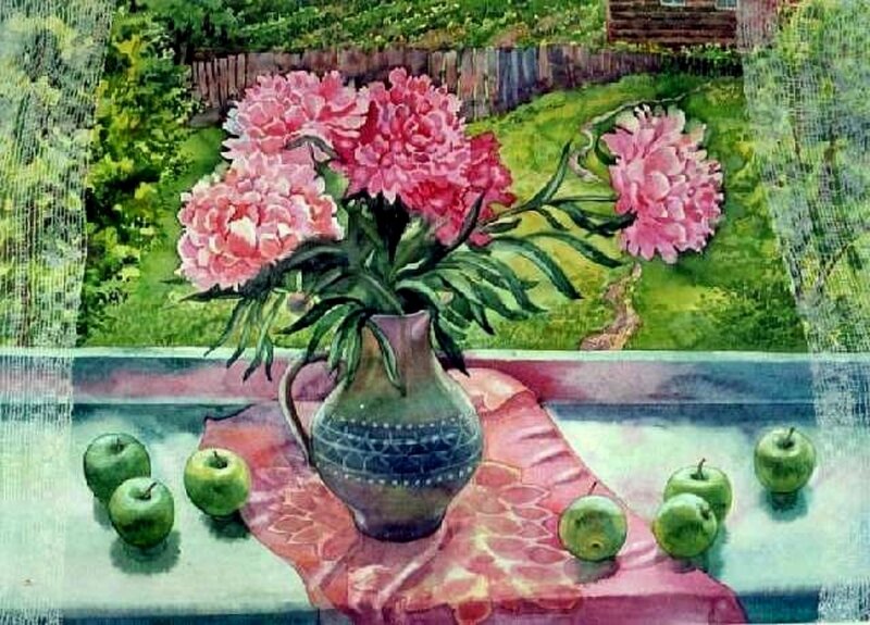 Peony Flowers in Vase — Pink