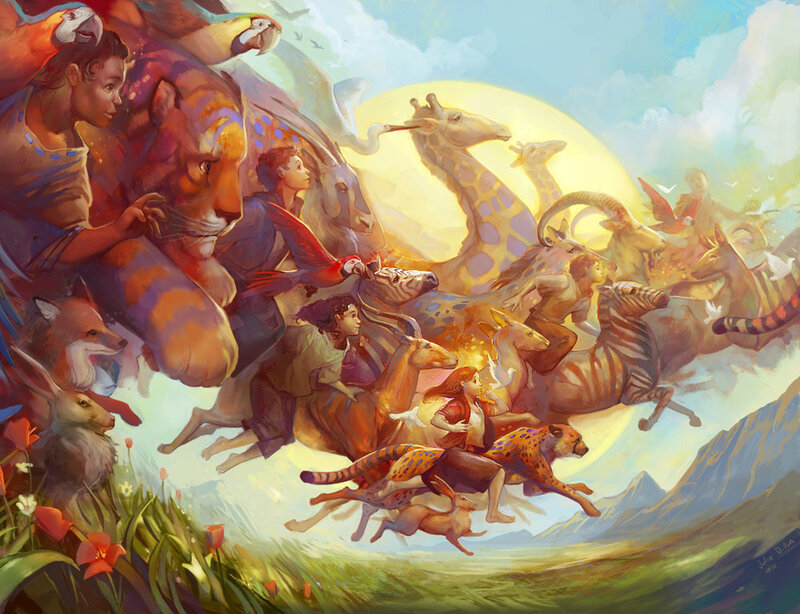 People and Animals Running