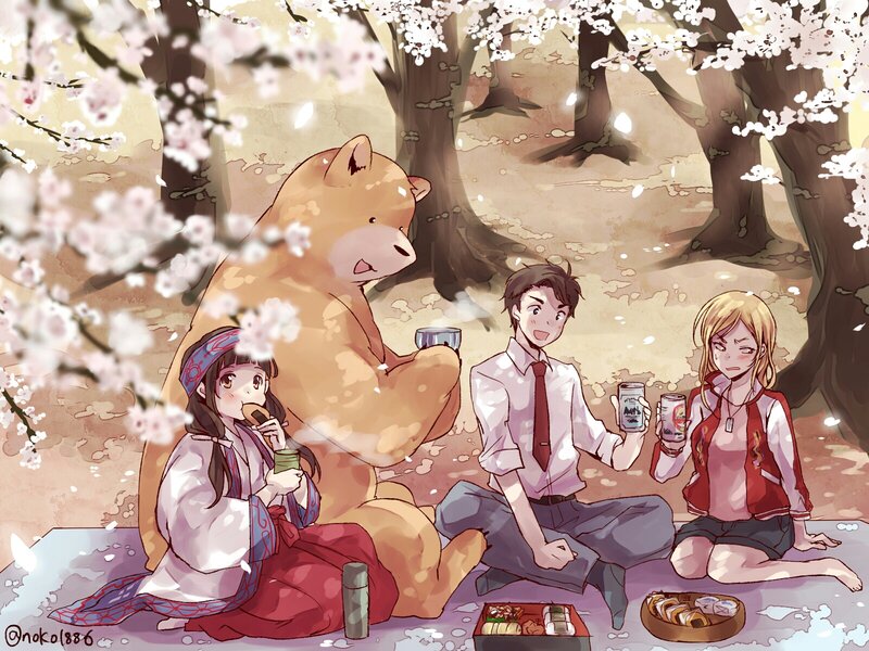 People and Bear Picnic