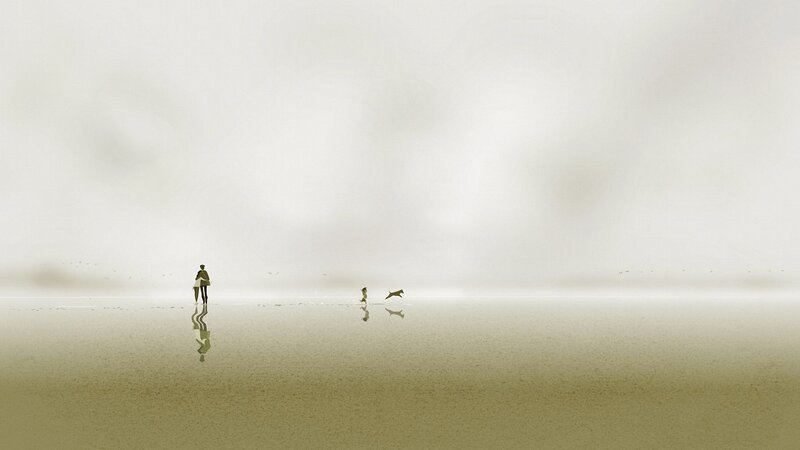 People and Dog on Beach