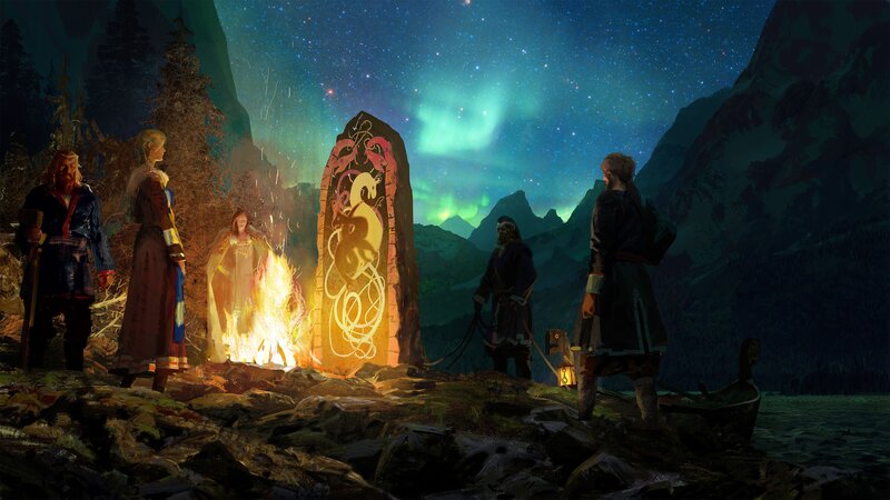 People Around a Campfire — Blue