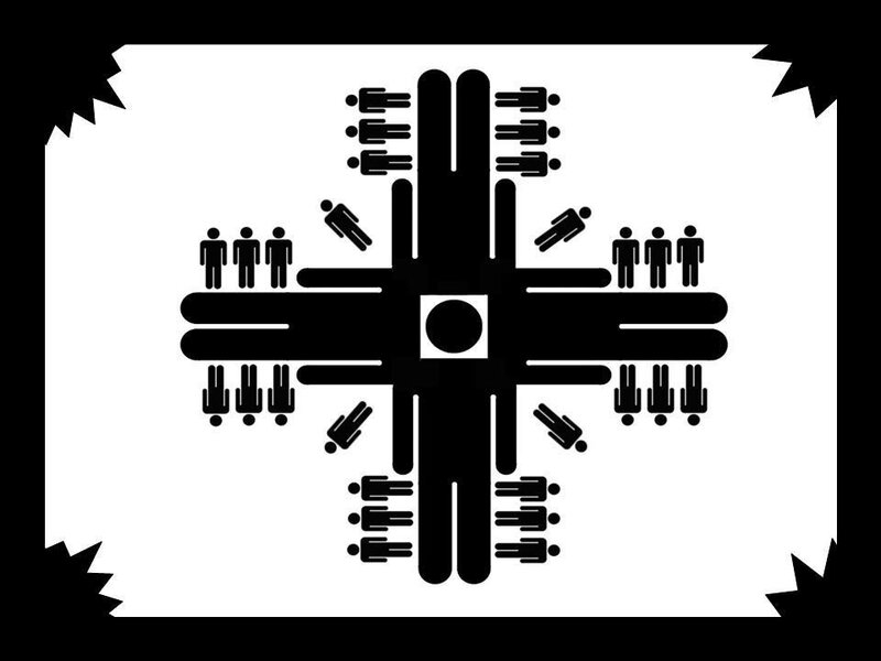 people around a cross