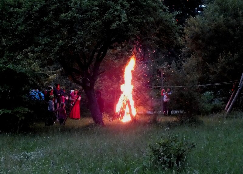 People Around Bonfire — Green