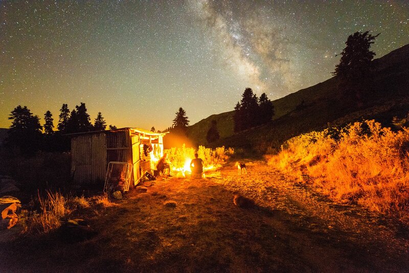 People Around Campfire — Orange