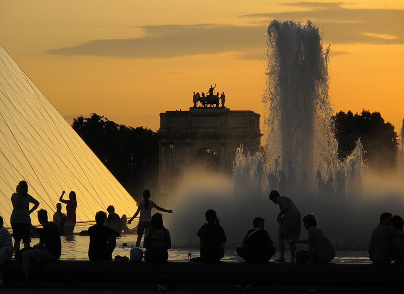 People at a Fountain