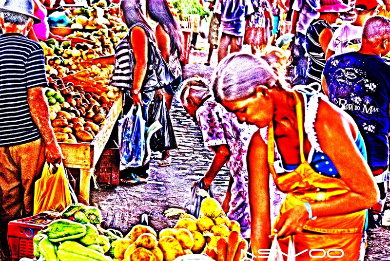People at a fruit market