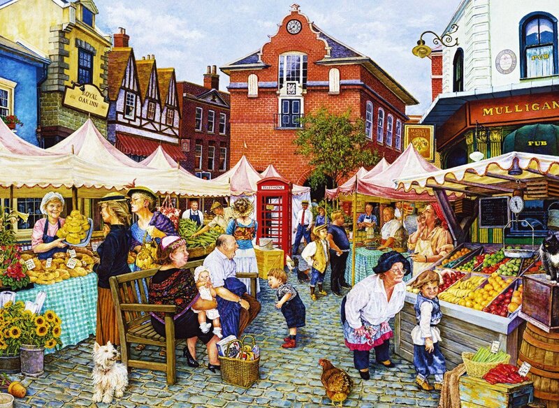 People at a Market — Red