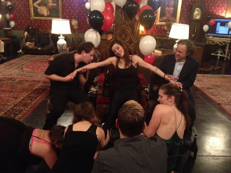 People at a party with balloons
