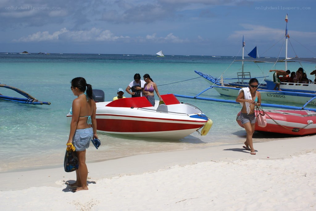 People at a tropical beach