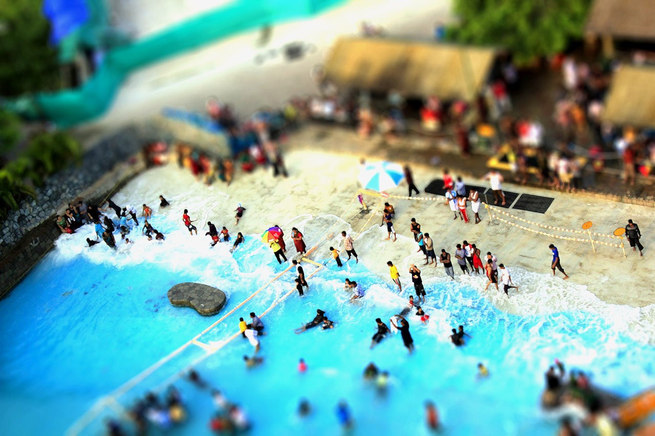 People at a wave pool