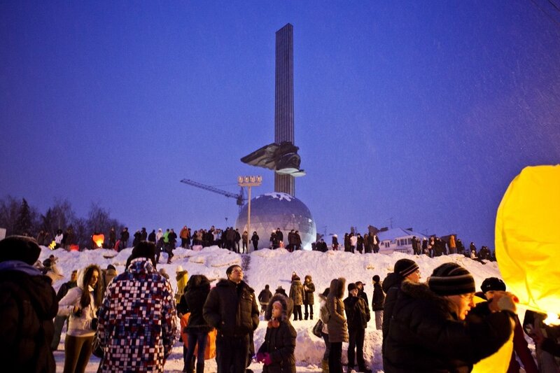 People at a winter festival