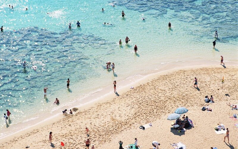 People at Beach — Blue
