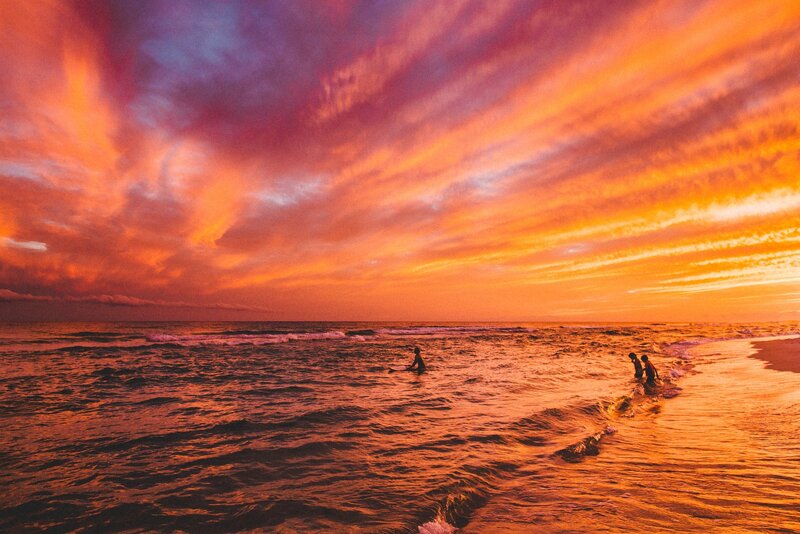 People at Beach Sunset — Orange