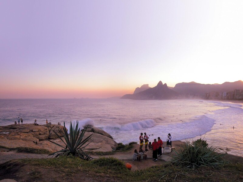 People at Beach Sunset — Purple