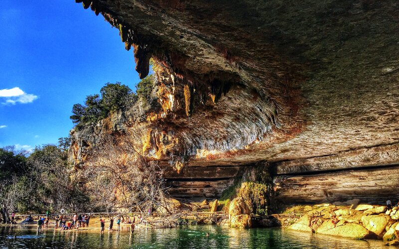 People at Cave Pool — Blue