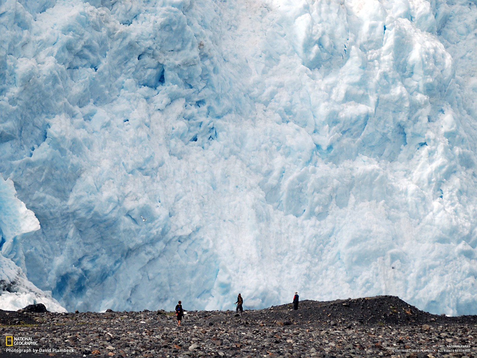 People at glacier base