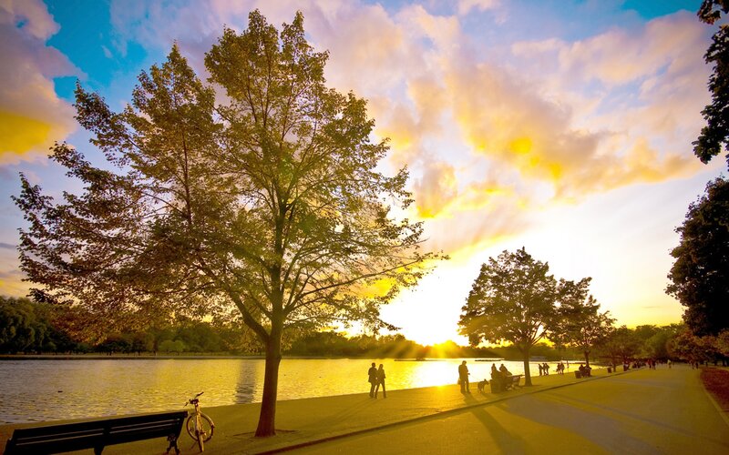 People at Lakeside Park — Yellow