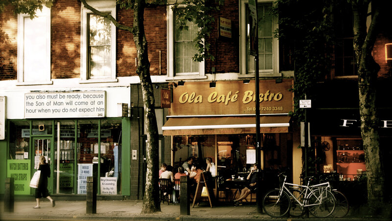 People at Outdoor Cafe — Brown, Calm