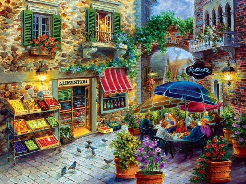 People at Outdoor Cafe — Brown