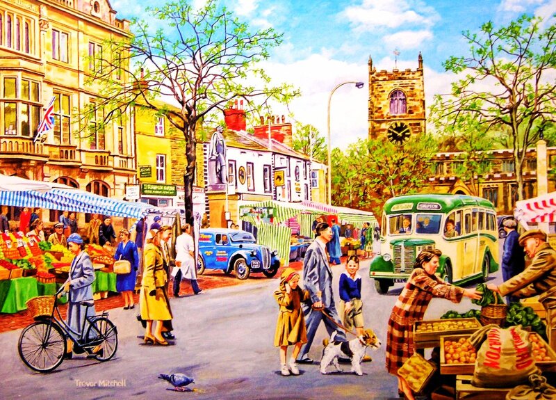 People at Outdoor Market — Green