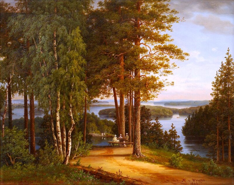 People at Picnic Table — Green